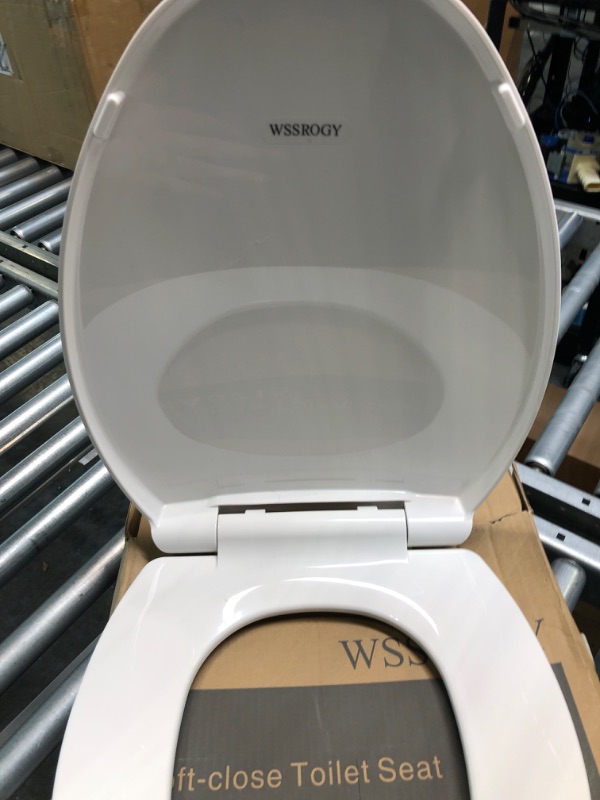 Photo 4 of Toilet Seat Elongated with Cover Soft Close, Easy to Install, Plastic, White, Suitable to Elongated or Oval Toilets