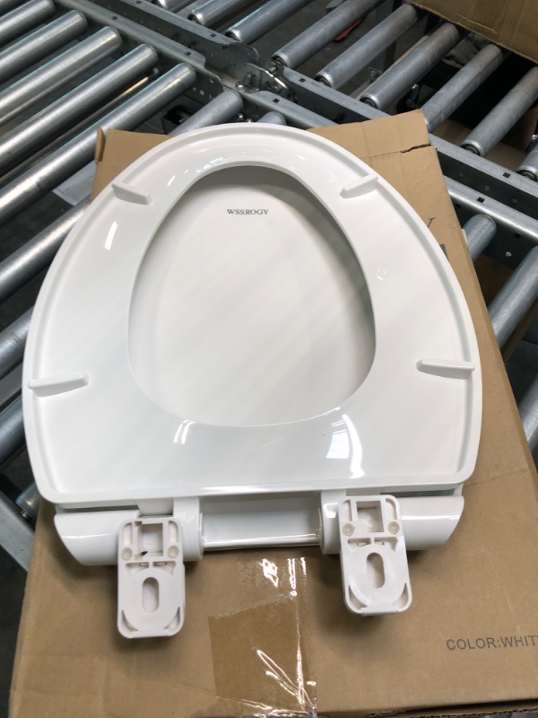 Photo 2 of Toilet Seat Elongated with Cover Soft Close, Easy to Install, Plastic, White, Suitable to Elongated or Oval Toilets