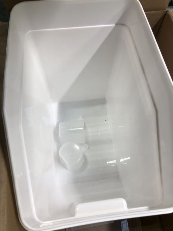 Photo 1 of HANAMYA 25 Liter / 40 lbs Rice Storage Container with Measuring Cup, BPA free, For Rice | Grain | Pet Food | Flour, 1 count, White
