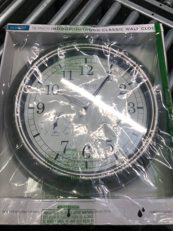 Photo 3 of La Crosse Technology WT-3181PL-INT 18 inch Atomic Outdoor Clock with Temperature & Humidity 18" Frustration-Free Packaging