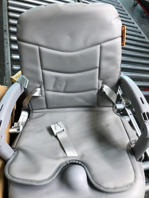 Photo 1 of YOLEO High Chair for Toddlers Folding Compact Portable Booster Seat Babies/Kids Chair on Chair for Dining Table Camping (Grey) With Cushion Grey