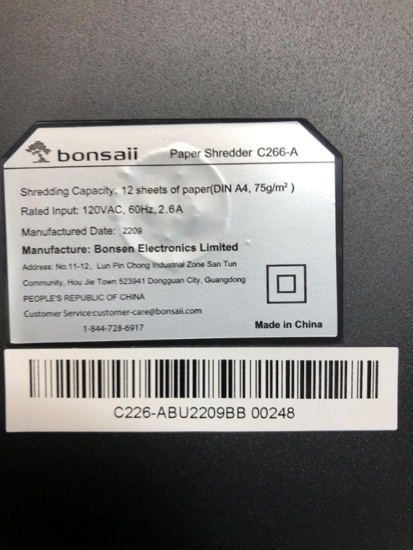 Photo 1 of Bonsaii Paper Shredder, 12-Sheet Cross-Cut Shredder for Home Office Use, 30-Minutes Heavy Duty Shredder with 4.2 Gal Pullout Bin & 4 Casters for Credit Card/CD Anti-Jam Shredding Machine (C266-A) 12 Sheet-4.2 Gal