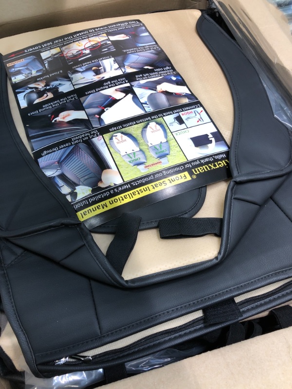 Photo 1 of Aierxuan 5 Car Seat Covers Full Set Waterproof Leather Universal Nissan Honda Civic CRV Hrv Kia Sorento Toyota Corolla 4Runner Camry Hyundai Jeep Ford Focus Edge Mazda (Full Set/Black)