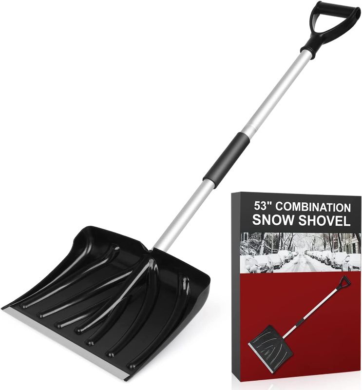 Photo 1 of 18-Inch Snow Shovel with D-Grip Handle and Durable Aluminum Edge Blade. 53" Heavy Duty Snow Shovel for Driveway, Yard.

