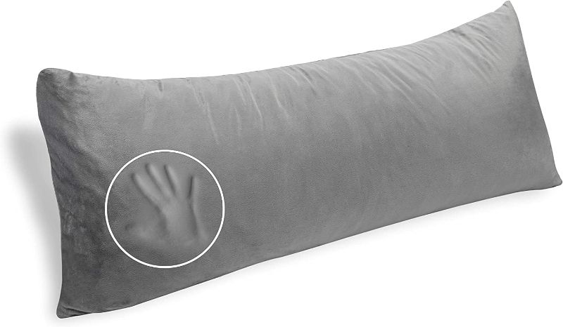 Photo 1 of Milliard Full Body Pillow - Shredded Memory Foam with Washable Cover - Long, Hypoallergenic, Firm Hug Pillows for Side and Back Sleepers (54in, Grey Velour)

