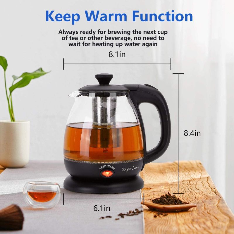 Photo 1 of Electric Kettle with Tea Infuser, Small Electric Tea Kettle with Keep Warm Function for Home and Office, Black Taylor Swoden
