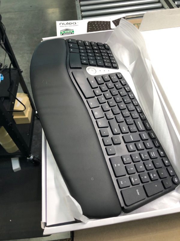 Photo 2 of Nulea Wireless Ergonomic Keyboard, 2.4G Split Keyboard with Cushioned Wrist and Palm Support, Arched Keyboard Design for Natural Typing, Compatible with Windows/Mac