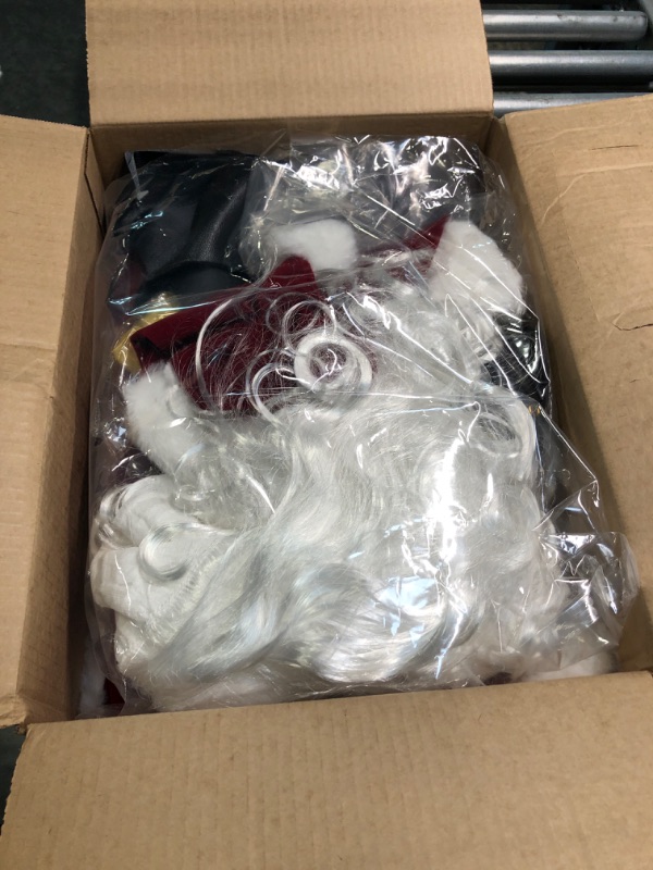 Photo 1 of Jaaytct Santa Claus Costume for Men Santa Suit Set Xmas Santa Outfits for Adult Men Deluxe Christmas Sant Costume 10pcs Wine Large
