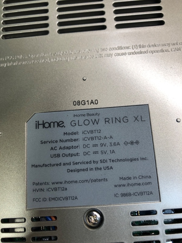 Photo 5 of iHome Beauty Glow Ring XL 13" Makeup Mirror with Bluetooth Speaker, Speakerphone, USB Charging, Removable Phone Mount, Rechargeable Battery and 3 LED Color Modes