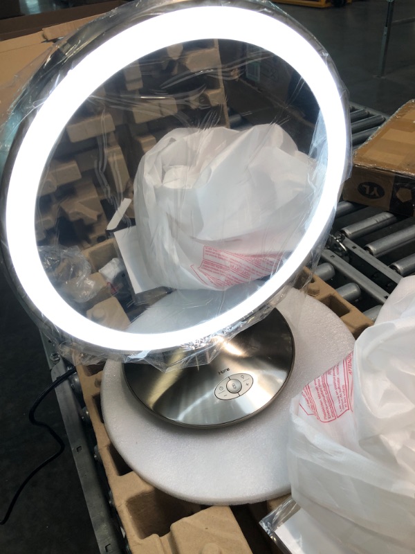Photo 1 of iHome Beauty Glow Ring XL 13" Makeup Mirror with Bluetooth Speaker, Speakerphone, USB Charging, Removable Phone Mount, Rechargeable Battery and 3 LED Color Modes