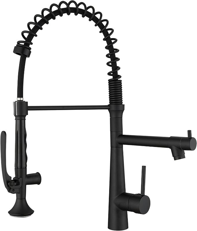 Photo 1 of Matte Black Kitchen Faucet with Sprayer - AIMADI Commercial Single Handle One Hole Pull Down Sprayer Kitchen Faucets
