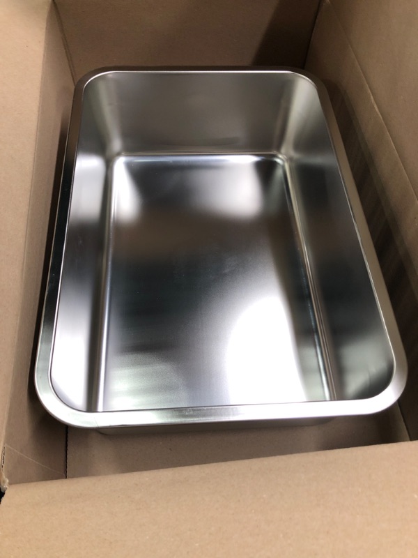 Photo 2 of IKITCHEN Stainless Steel Cat Litter Box, Large Metal Litter Pan for Cats Rabbits, Never Absorbs Odors,Stain Free, Rustproof, Non Stick Smooth Surface, Anti-slip Rubber Bottom