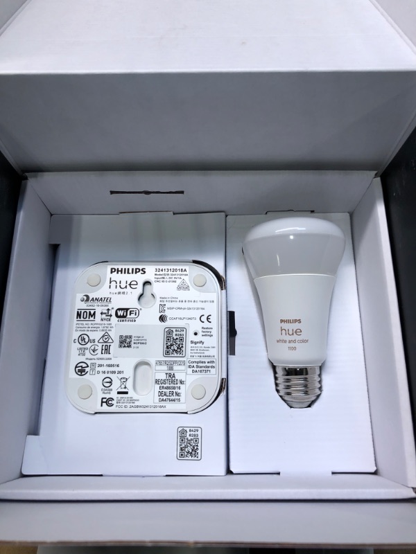 Photo 2 of Philips Hue A19 LED Color Smart Bulb Starter Kit (75W 2021 Version), Compatible with Alexa, Apple HomeKit & Google Assistant, White and Color Ambiance (16 Million Colors), 4 Bulbs