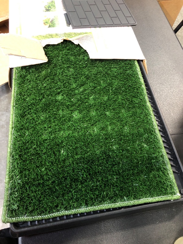 Photo 2 of Hompet Dog Grass Pad with Tray Large, Puppy Turf Potty Reusable Training Pads with Pee Baffle - 30”×20”×2.5”