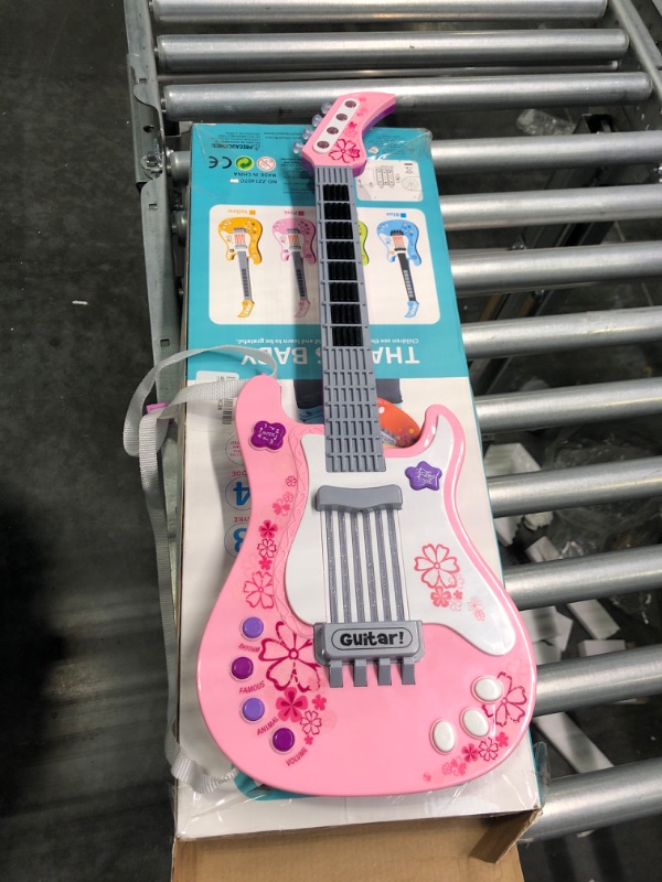 Photo 3 of M SANMERSEN Kids Guitar for Girls Music Toys Guitar for Kids Toddler Electric Guitar with Strap Kids Pink Guitar Musical Instrument Toys for 3 4 5 Year Old Girls Gifts No String Pink