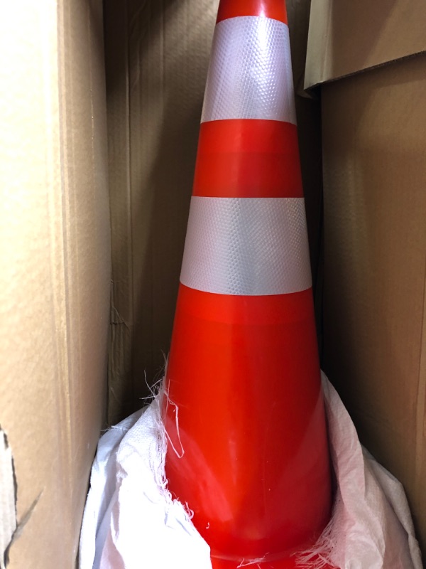 Photo 3 of BATTIFE 12Pack Traffic Safety Cones 28'' inches with Reflective Collars, Durable PVC Orange Construction Cone for Traffic Control, Driveway Road Parking 28 inch 12