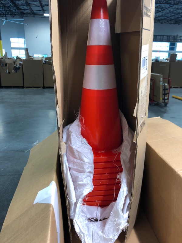 Photo 2 of BATTIFE 12Pack Traffic Safety Cones 28'' inches with Reflective Collars, Durable PVC Orange Construction Cone for Traffic Control, Driveway Road Parking 28 inch 12