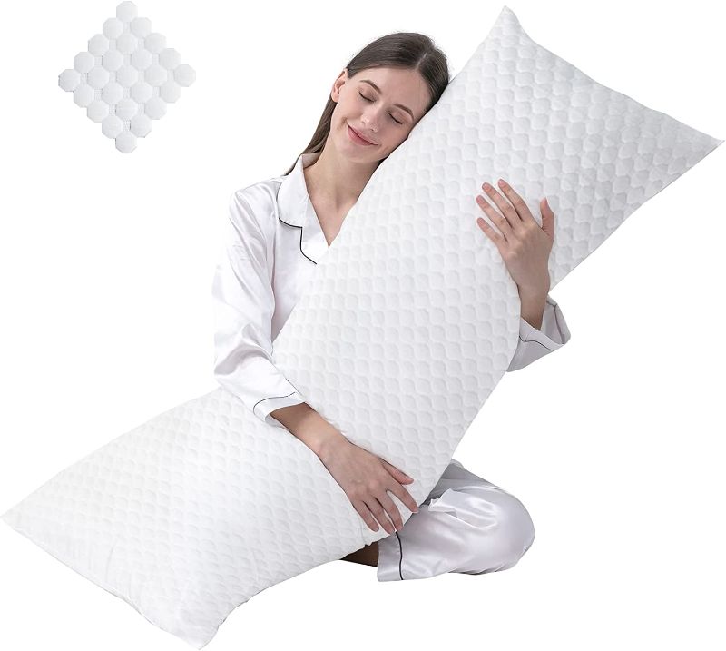 Photo 1 of DOWNCOOL Full Body Pillow for Adults- Ultra Soft Long Bed Pillow with Removable Bamboo Cover Cooling Breathable, Polyester Microfiber Large Body Pillow, 20x54 inch (with Cover)
