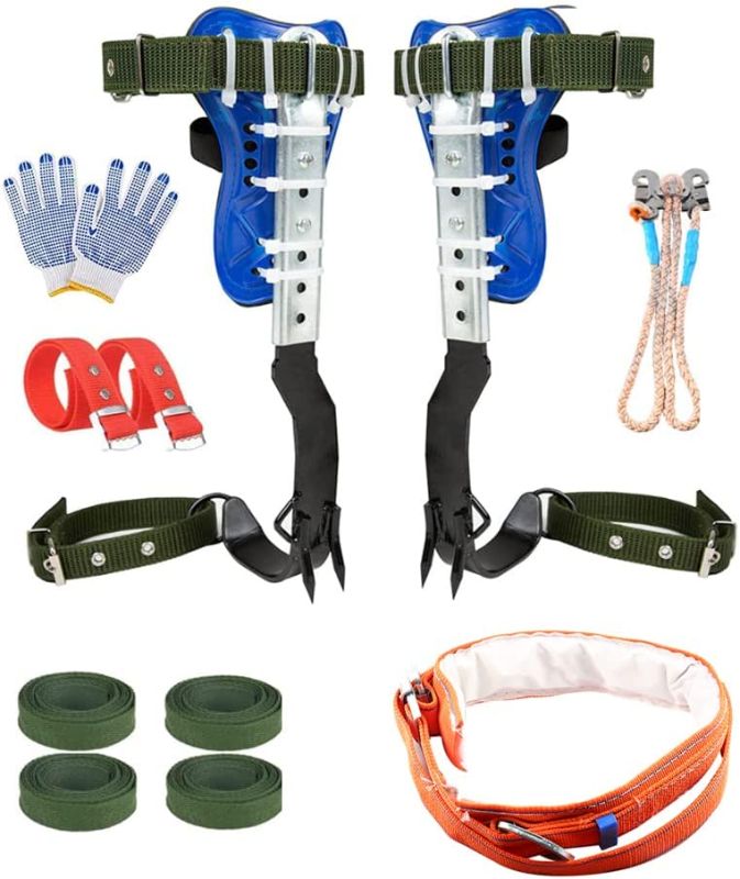 Photo 1 of CIZALTP Tree Climbing Spikes Set, 1 Pair Adjustable 304 Stainless Steel Tree Pole Climbing Shoes Tool with Non-Slip Pedal for Logging, Hunting Observation, Fruit Picking, Jungle Survival.
