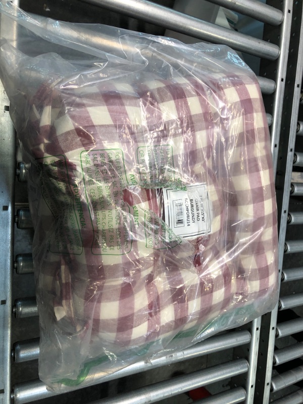 Photo 2 of Achim Buffalo Check Tufted Chair Seat Cushions - Set of 2 - Burgundy