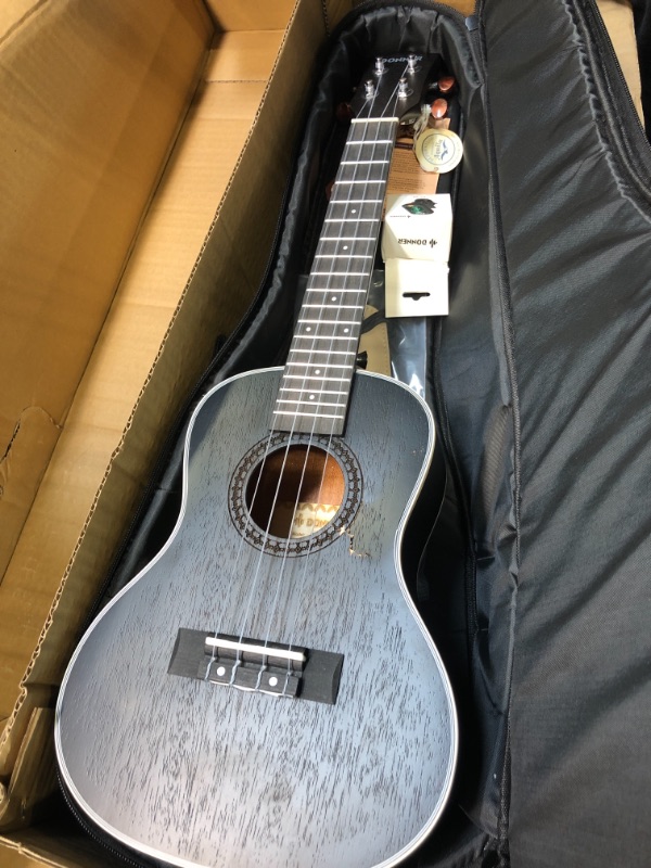 Photo 1 of Donner Concert Ukulele Professional 23 Inch Mahogany Ukelele for Kid Adult Beginner Ukele Bundle with Online Lesson Gig Bag Aquila String Pick Tuner Strap Cloth DUC-200D Dark Concert Dark