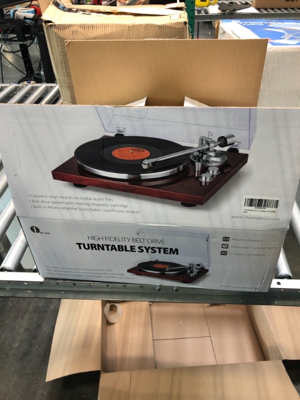 Photo 8 of 1 BY ONE Belt Drive Turntable with Bluetooth Connectivity, Built-in Phono Pre-amp, USB Digital Output Vinyl Stereo Record Player with Magnetic Cartridge, 33 or 45 RPM