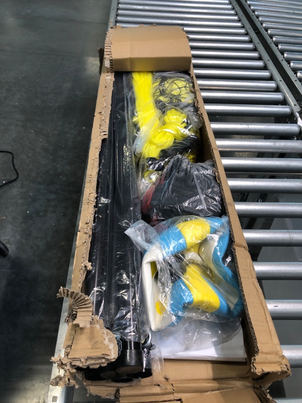 Photo 1 of Zdgao Outdoor Portable Volleyball Net System - Adjustable Height Poles with Soft Volleyball Ball, Pump, Hammer, Boundary Line, and Carry Bag for Backyard, Beach, Lawn Fluorescent Green