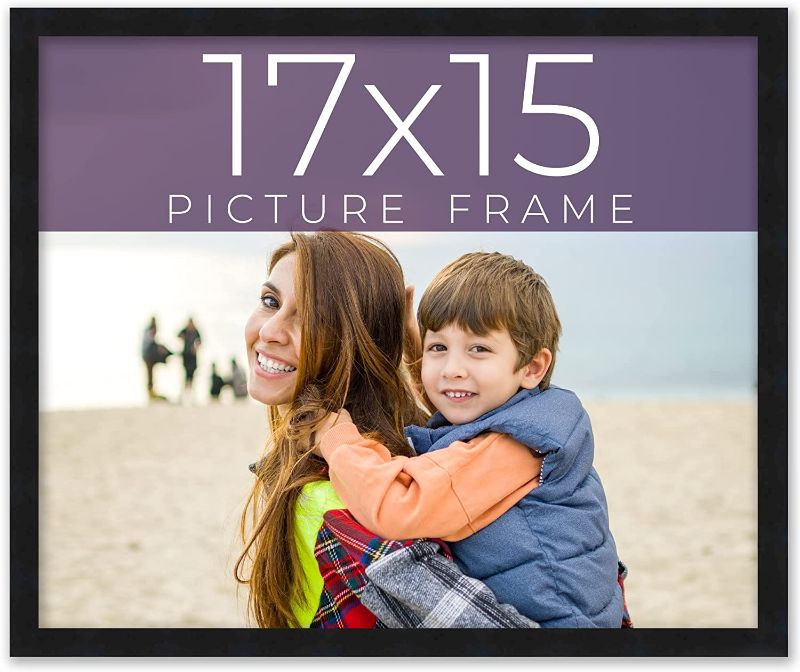 Photo 1 of 17x15 Frame Black Real Wood Picture Frame Width 0.75 Inches | Interior Frame Depth 0.5 Inches | Noir Classique Mid Century Photo Frame Complete with UV Acrylic, Foam Board Backing & Hanging Hardware
