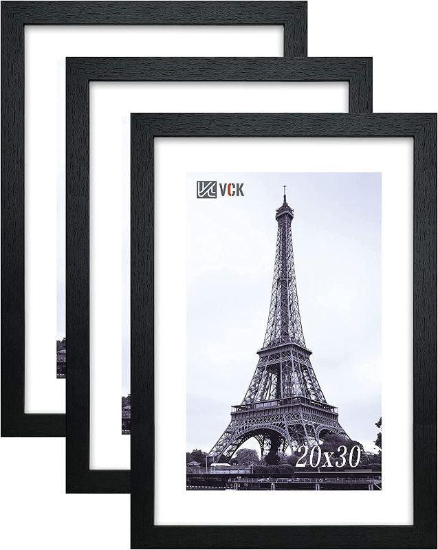 Photo 1 of VCK Poster Frames 20x30 Black 3-Pack, Solid Wood Picture Frames for Wall Mounting Hanging Art and Puzzle Frame

