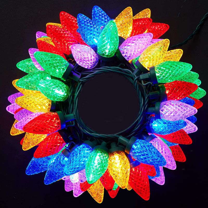 Photo 1 of SHARKSTAR C9 Christmas Lights Outdoor Christmas Decorations 60Led Lights Christmas Tree String Lights Set for Indoor Outdoor Wedding, Holiday, Party, Home Christmas Decorations(Multicolor)