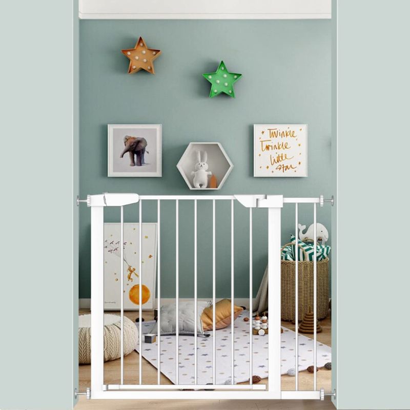 Photo 1 of Fairy Baby White Extra Wide or Narrow Baby Gate Pressure Mounted Pet Gate Walk Thru Child Safety Gate with Extensions (White, 37.80"-40.55")
