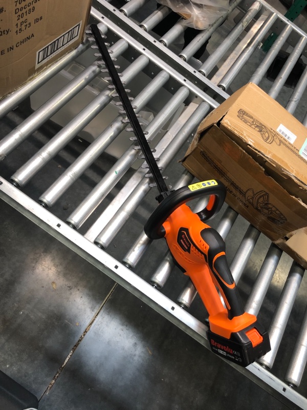 Photo 2 of Bravolu 21V Cordless Hedge Trimmer, 20" Dual-Action Blade, Hedge Trimmer Cordless with 4.0Ah Battery and Fast Charger, 1400 RPM, Electric Hedge Trimmer for Shruber and Yard Hedge Cutting