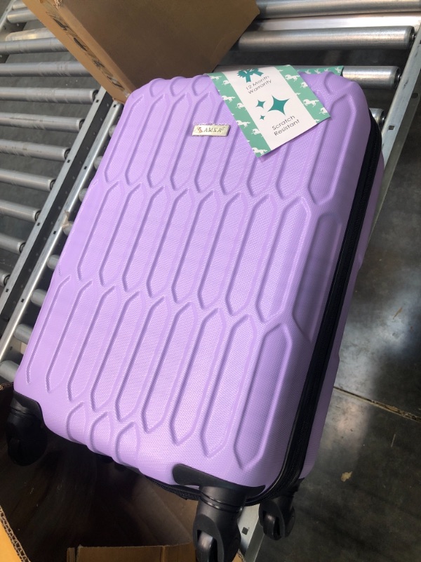 Photo 1 of AMKA - Honeycomb Expandable Hard Case Suitcase with Rolling Spinner Wheels, Hardside Carry On Luggage, Travel Luggage, Carry On Bag, 22-Inch, Lilac