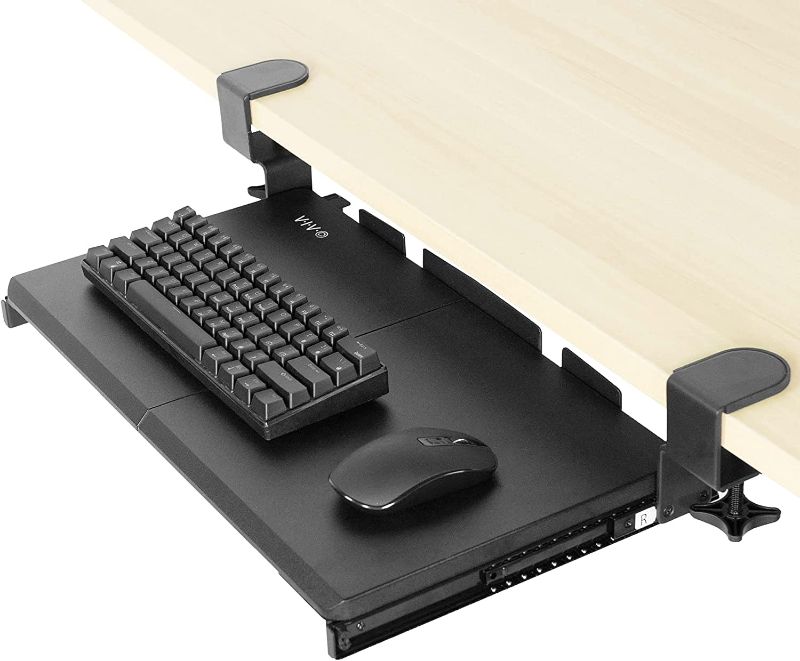 Photo 1 of 
VIVO Small Keyboard Tray Under Desk Pull Out with Extra Sturdy C Clamp Mount System, 20 (26 Including Clamps) x 11 inch Slide-Out Platform Computer Drawer...