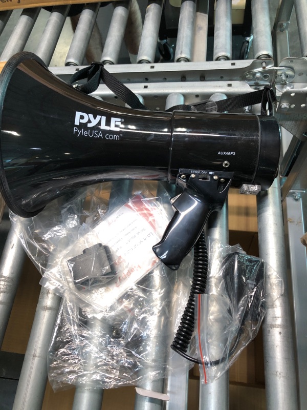 Photo 2 of Pyle Megaphone Speaker with Rechargeable Battery, LED Lights, Siren Alarm Mode