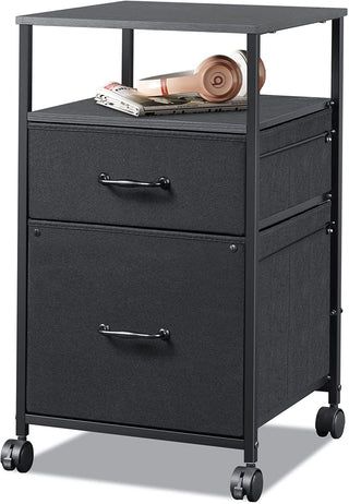 Photo 1 of 2 Drawer Fabric Mobile File Cabinet/Printer Stand with Shelf | DEVAISE
