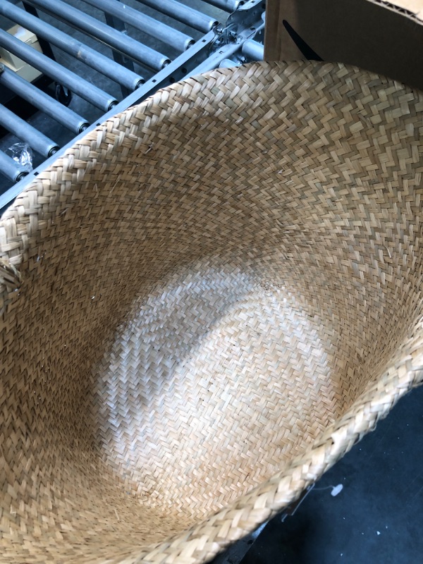 Photo 1 of Goodsdeco Multipurpose Seagrass Belly Basket with Handle - Laundry Basket, Woven Seagrass Basket with Handle for Laundry Plants, Large Size Rattan Basket
