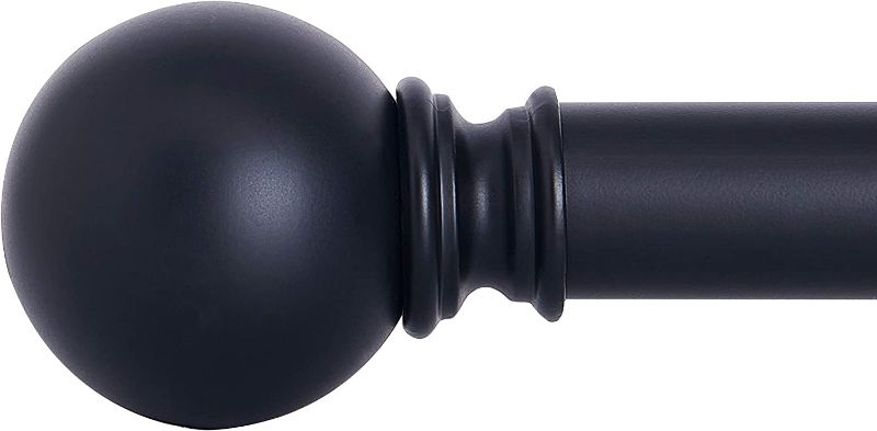 Photo 1 of NICETOWN Black Curtain Rods for Window 48 to 86 inch, 1 1/8 Diameter with Ball Finials for Window Treatment, Adjustable Length from 48 to 86-Inch, Matte Black
