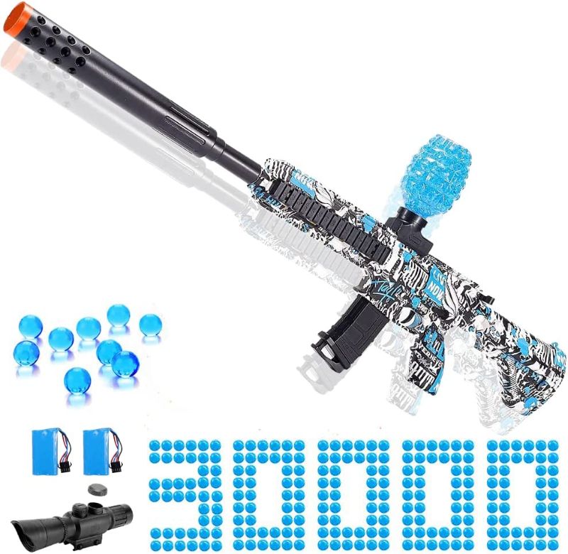 Photo 1 of Hongvchang MT-416 Gell Ball Blaster Auto&Semi-Auto Gell Gun Over 80 Feets Range,30,000+ Water Ball Beads,Outdoor Team Game Gifts for Teens,Boys&Girls Age 8+ (Blue)
