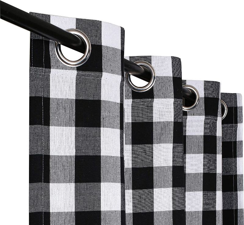 Photo 1 of Curtains for Bedroom 108",Room Darkening Drapes ,Curtains for Living Room,Farmhouse Curtain,Black White Plaid Curtains,Ghingham Cotton Curtains, 2 Panels Curtain,Grommet Tab Top Curtains,Set of 2
