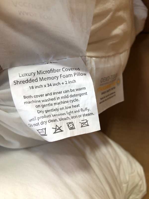 Photo 4 of ACCURATEX Premium Bed Pillows King Size Set of 2, Shredded Memory Foam Pillow Hybrid with Fluffy Down Alternative Fill Removable Cotton Cover, Adjustable Firm Pillow for Side,Back,Stomach Sleepers White King (Pack of 2)