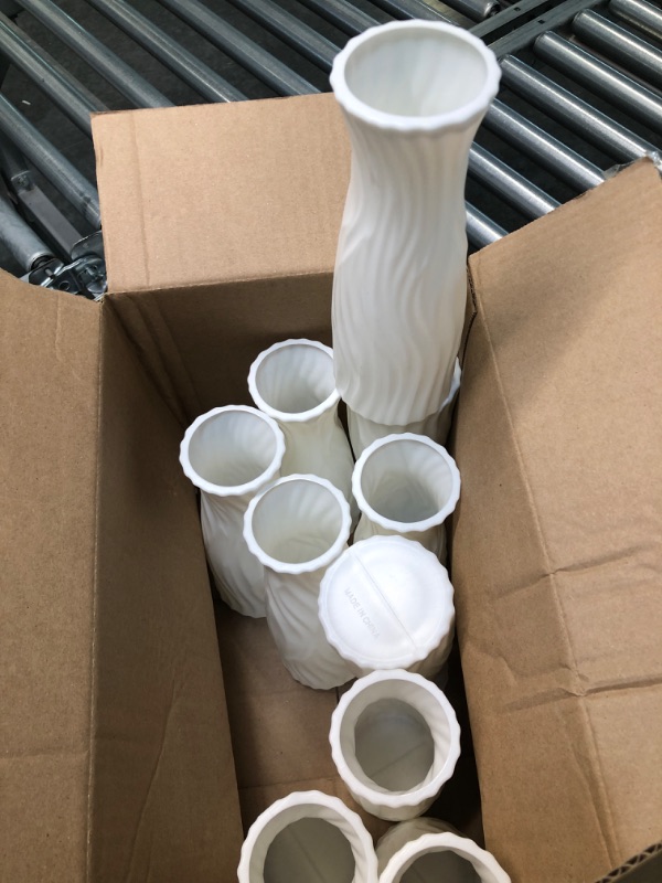 Photo 1 of 10 Pack White Plastic Vases 12oz