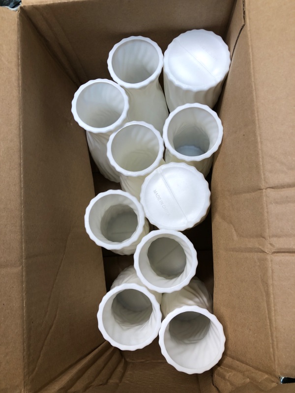 Photo 1 of 10 Pack White Plastic Vases 12oz