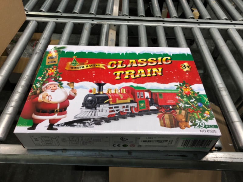 Photo 4 of Christmas Train Set,Battery-Powered Train Toys with Light and Sounds Railway Tracks Sets Under/Around Christmas Tree Classic Toy Train Set Gifts for Boys Girls