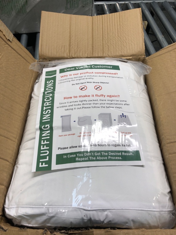 Photo 1 of Cooling Mattress Topper Queen for Back Pain, Extra Thick Mattress Pad Cover, Plush Pillow Top Overfilled with Down Alternative, Deep Elastic Pocket, White Queen White