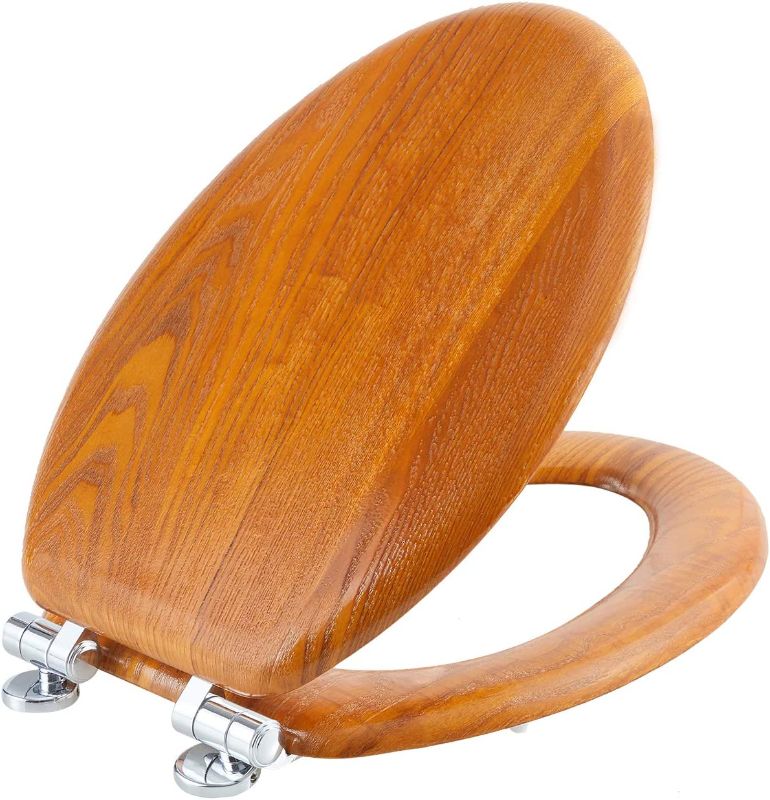 Photo 1 of Angel Shield Wood Toilet Seat Elongated with Soft Close,Easy Clean,Quick-Release Hinges(Elongated,Wood)
