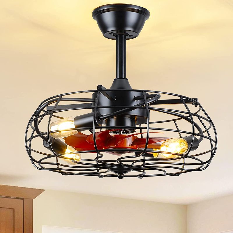 Photo 1 of Mpayel Farmhouse Ceiling Fan with Light and Remote Control, Caged Ceiling Fan with 4 Led Bulbs, Enclosed Ceiling Fan with LED light for Porch,Patios,Kitchen,Bedroom Indoor and Outdoor
