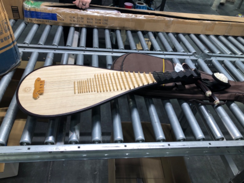 Photo 2 of XingHai Hardwood Chinese Lute Traditional National Stringed Instrument Peony Bones Carving PiPa for Children