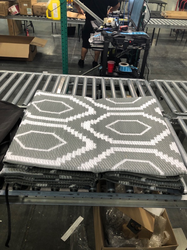 Photo 1 of fifame Outdoor Camping Rugs, Rug Patios Clearance Plastic Straw Rug Weatherproof Reversible Mats, Large Floor Mat and Rug for Outdoors, RV, Patio, Backyard, Deck, Picnic, Beach, Trailer, Camping 9' x 12'