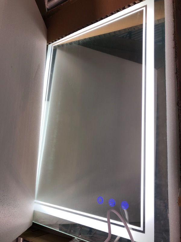 Photo 2 of 20x28 Inch LED Bathroom Mirror with Lights, Wall Mounted Vanity Lighted Makeup Mirror with ShatterProof Anti Fog, 3 Colors and 3000-6000K Adjustable, IP54 Waterproof(Vertical & Horizontal)